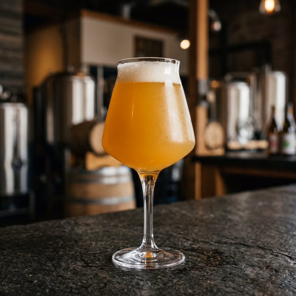 タップルームを背景にしたヘイジーIPA